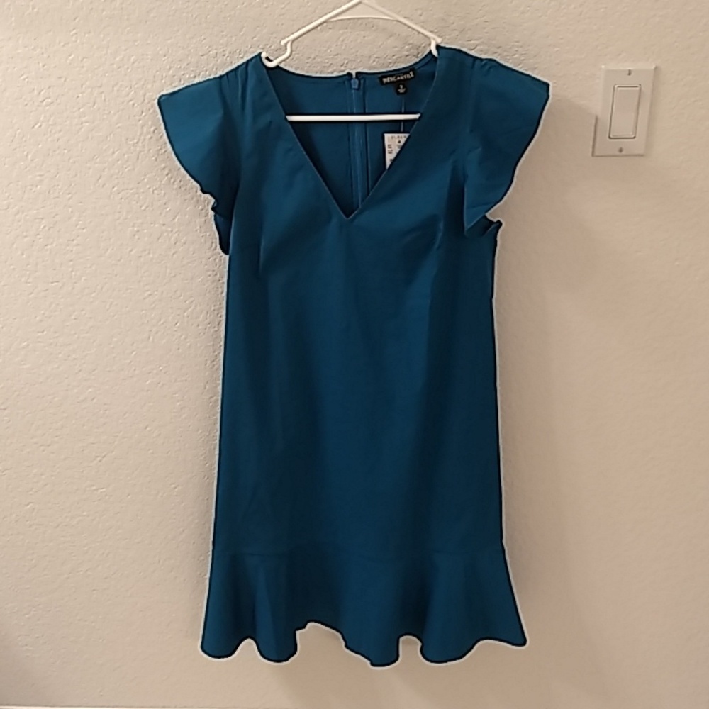 New JCrew blue ruffle tank dress